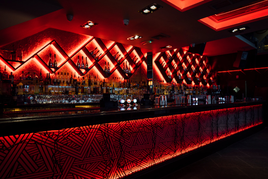 Red themed bar lighting